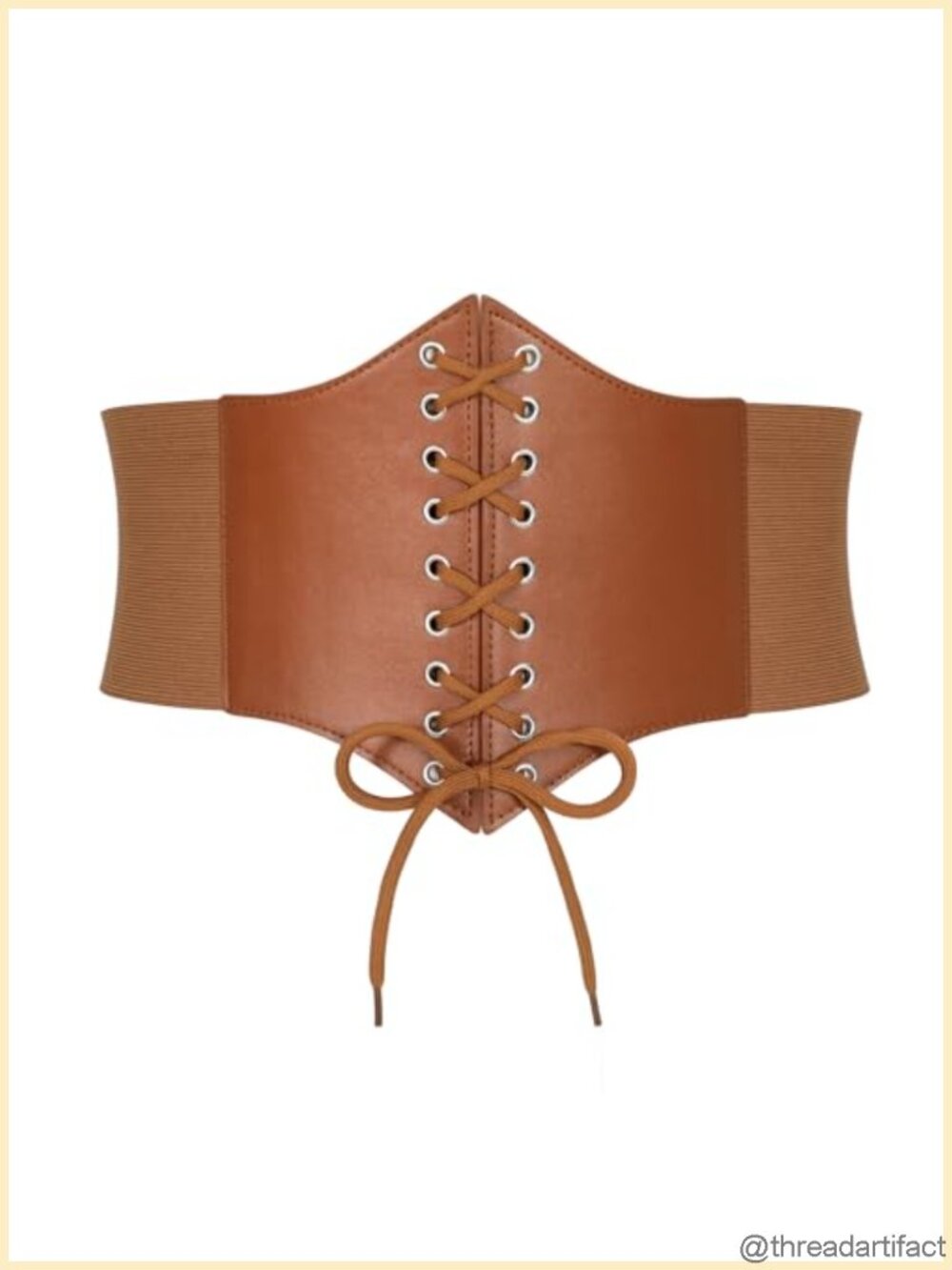 Faux Leather Lace-Up Wide Waist Corset Belt Retro Elastic Waist Cinch